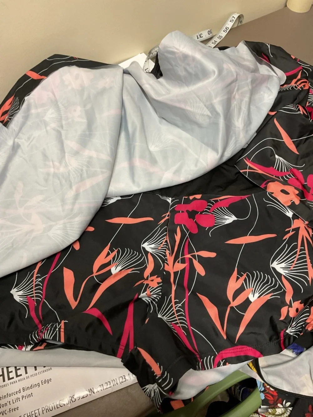 Black Floral Handkerchief Hem Tank Swim Dress - Picture 4 of 4
